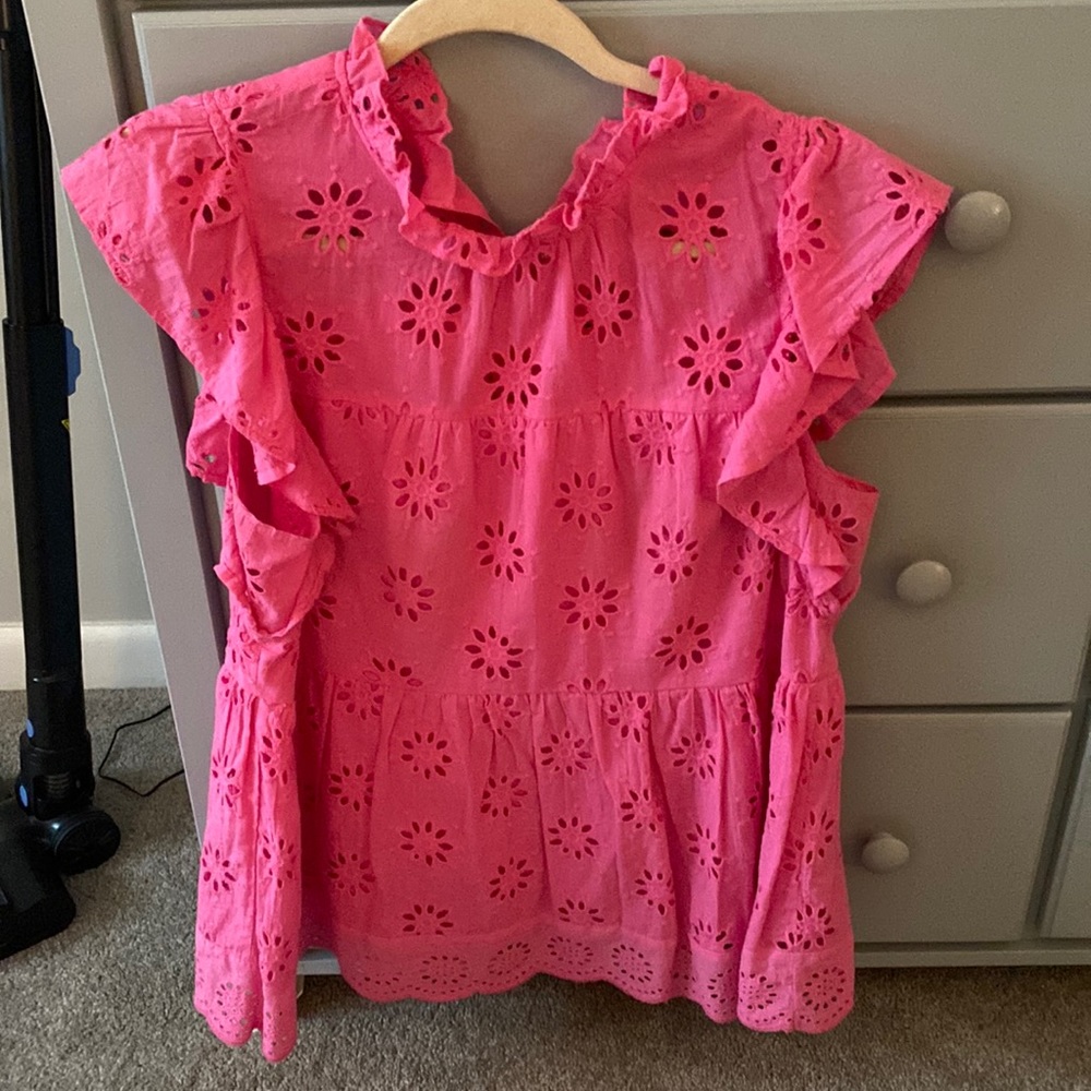 Impeccable Pig hot pink tiered blouse